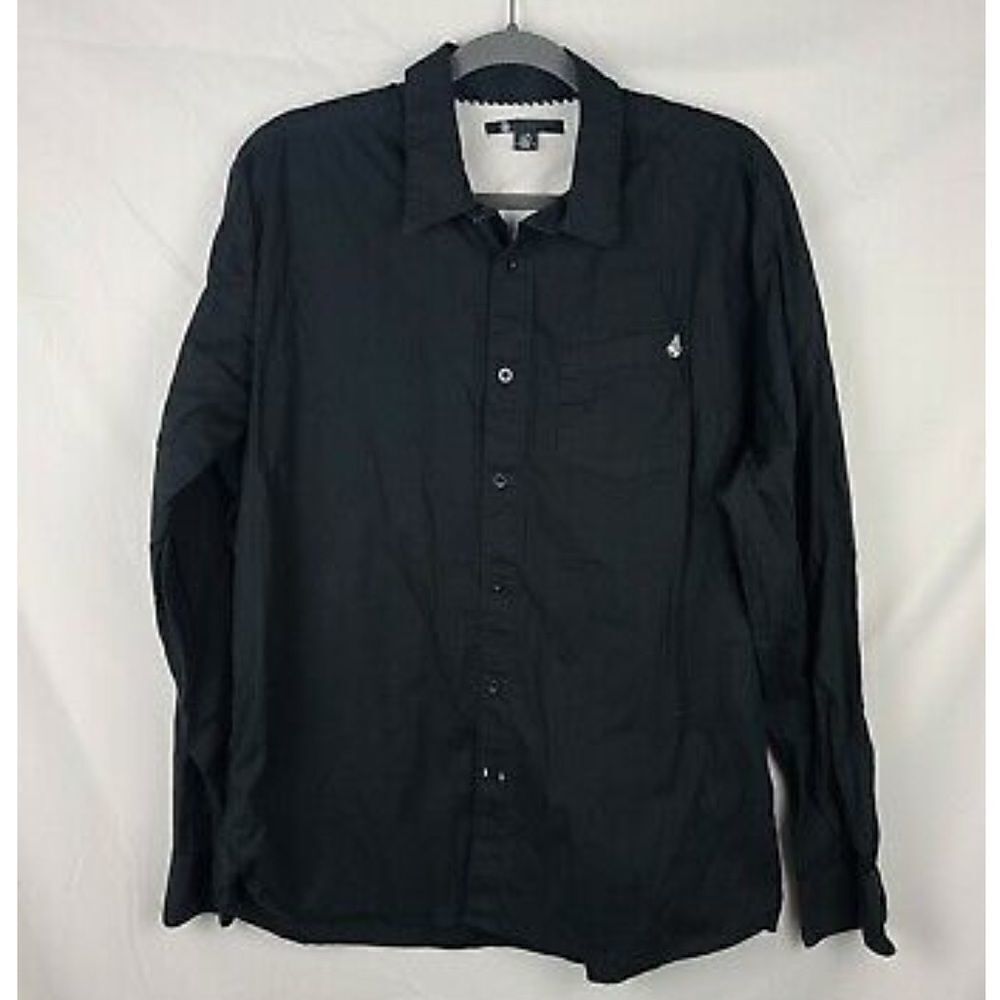 Volcom X Factor Long Sleeves Button Up Black Shir… - image 1